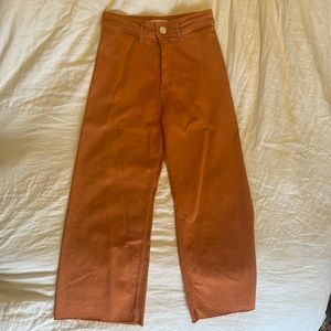 Zara wide leg orange jeans! Super fun!